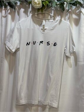 Bella+Canvas "NURSE" Friends Parody V-Neck Graphic Tee - Size S